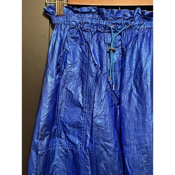 Forte Forte Italy Shiny Pants Jogger Lounge •Women 0/XS• Metallic Blue Parachute - Picture 5 of 14
